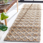 SAFAVIEH Natural Fiber Collection Runner Rug - 2'3" x 8', Natural & Black, Flat Weave Farmhouse Geometric Jute Design, Ideal for High Traffic Areas in Living Room, Bedroom (NF382A)