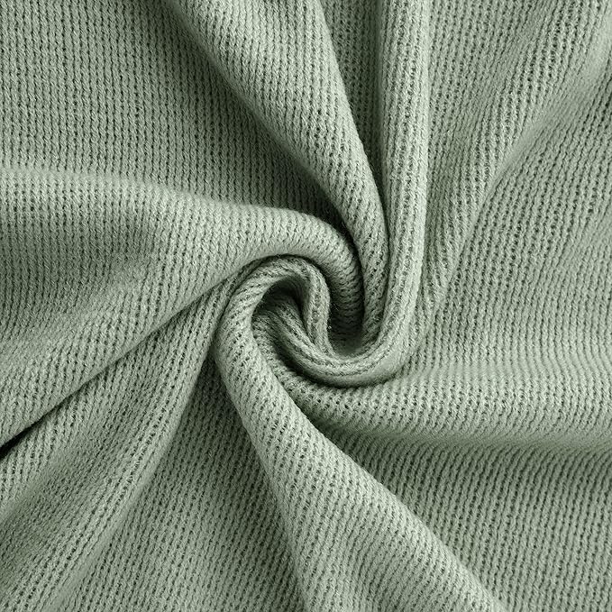 Vonty Sage Green Knitted Blanket with Tassels Fringe 50" x 60", Super Soft Knit Throw Blanket, Farmhouse Decorative Lightweight Blanket for Couch, Sofa, Bed