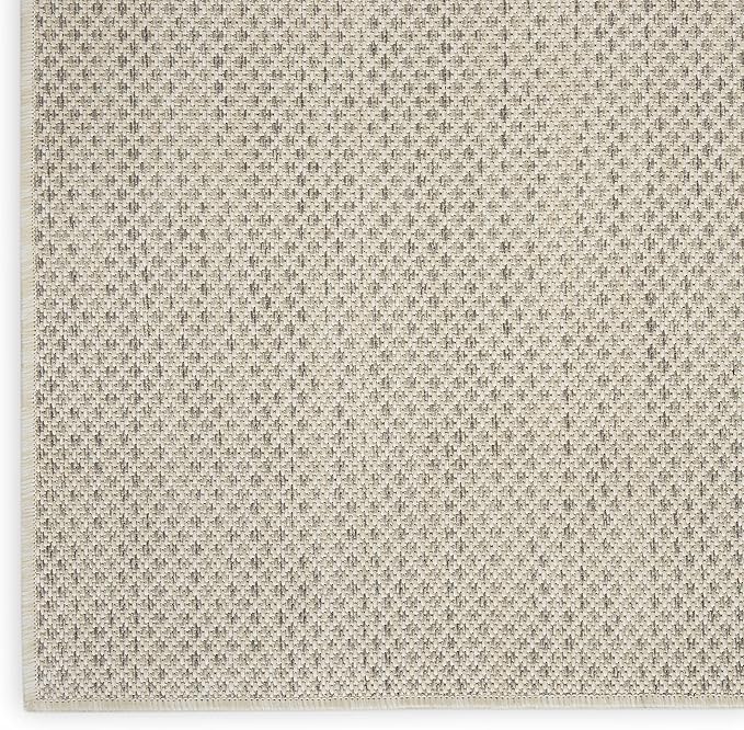 Nourison Home Courtyard Ivory Silver 9' x 12' Area Rug - Easy Clean, Non Shedding, Bed Room, Living Room, Dining Room, Kitchen (9' x 12')