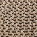 REDEARTH Round Pouf Ottoman - Hand Knitted Cable Boho Poof Home Décor Pouffe Circular Footrest for Living Room - Nursery - Bedroom - Lounge 100% Cotton (18”x18”x14”) - Beige Ivory