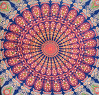 CRAFT KALA Mandala Floor Pillow Cushion Cover Seating Throw Cover Hippie Decorative Bohemian Ottoman Poufs Pom Pom Pillow Cases Boho Indian Cotton Living Room Yoga Home Décor 35" Square, Multi Peacock