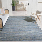 SAFAVIEH Area Rug 8x10 - Cape Cod Collection - Large - Blue & Natural, Handmade Braided Jute & Cotton, Ideal for Living Room, Bedroom, Office, Dining Space (CAP208L)