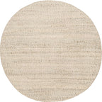 nuLOOM 8 Round Elfriede Jute & Cotton Hand Woven Area Rug, Natural, Solid Rustic Farmhouse Style, Weaved Design, Natural Fiber, For Bedroom, Living Room, Dining Room, Hallway, Office, Entryway
