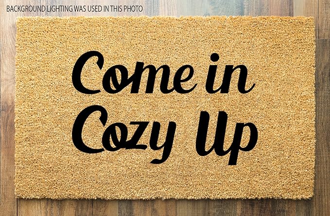 PLUS Haven Coco Coir Home Entrance Door Mat – 17.5" x 30" Come in Cozy Up Welcome Mat – Heavy-Duty Natural Fiber Doormat for Indoor & Outdoor Use