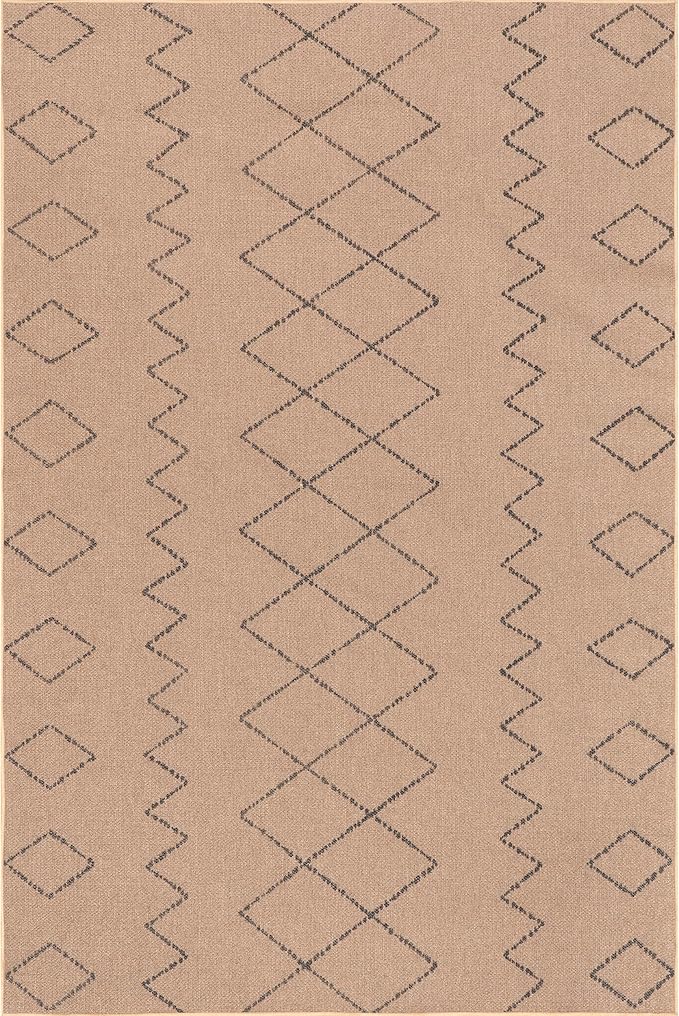 nuLOOM 4' x 6' Easy-Jute Area Rug, Machine Washable, Non-Slip, for Living Room Bedroom Kids Room Nursery Home Decor, Geometric Natural