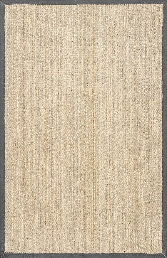 Nuloom Elijah Dark Grey/Natural, 4' x 6', Basketweave, Seagrass, Soft and Textured, High Traffic, Stain Resistant, Easy Clean, Durable Area Rug for Bedroom, Living Room, Dining, Den, Foyer, Entryway