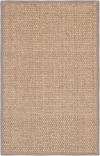 SAFAVIEH Area Rug 4x6 - Natural Fiber Collection - Natural & Grey, Seagrass, Basketweave Pattern with Border (NF114P)