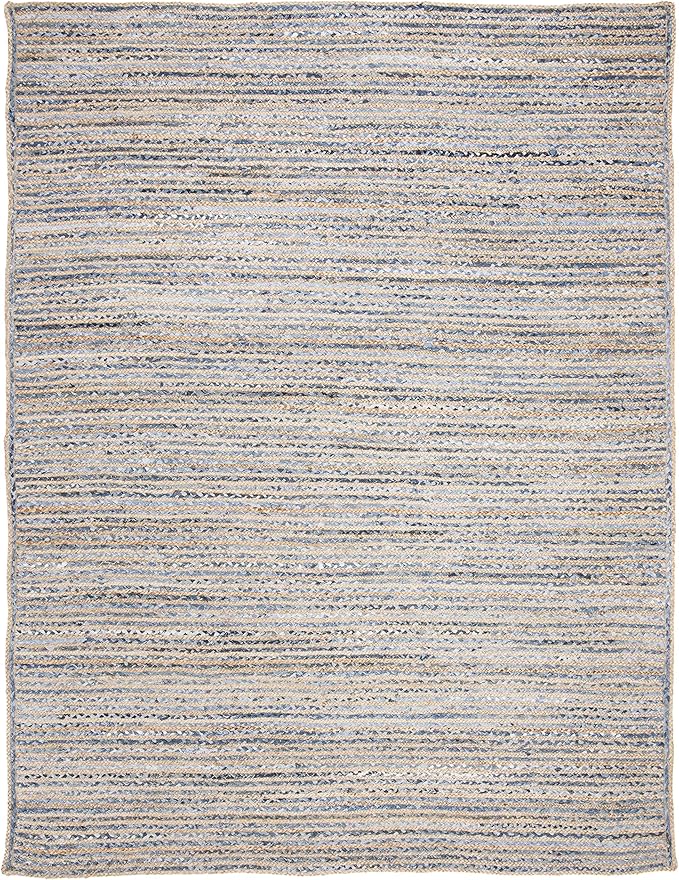 SAFAVIEH Cape Cod Collection 10' x 14' Natural/Blue CAP250A Handmade Flatweave Jute Living Room Dining Bedroom Area Rug