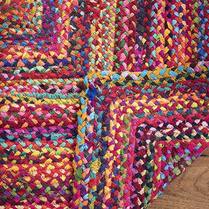 SAFAVIEH Area Rug 3x5 - Cape Cod Collection - Red & Multi, Handmade Jute & Cotton, Woven Braided Design (CAP202A)