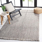 SAFAVIEH Natural Fiber Collection Accent Rug - 4' x 6', Grey & Natural, Handmade Woven Fringe Jute, Ideal for High Traffic Areas in Entryway, Living Room, Bedroom (NF826F)