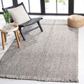 SAFAVIEH Natural Fiber Collection Area Rug - 5' x 8', Grey & Natural, Handmade Woven Fringe Jute, Ideal for High Traffic Areas in Living Room, Bedroom (NF826F)