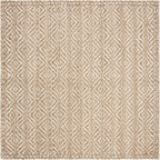 SAFAVIEH Natural Fiber Collection Area Rug - 7' Square, Natural & Ivory, Handmade Boho Farmhouse Woven Jute, Ideal for High Traffic Areas in Living Room, Bedroom (NF185A)