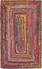 SAFAVIEH Area Rug 3x5 - Cape Cod Collection - Red & Multi, Handmade Jute & Cotton, Woven Braided Design (CAP202A)