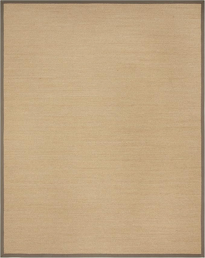SAFAVIEH Area Rug 8x10 - Natural Fiber Collection - Large - Maize & Grey, Sisal, Woven Design with Border (NF141G)
