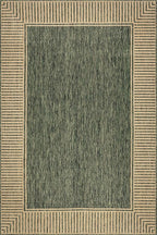 Nuloom Asha Green/Brown, 4' x 6', Casual, Striped Border, Soft and Cozy, High Traffic, Stain Resistant, Easy Clean, Durable Area Rug for Indoor/Outdoor Patio, Deck, Porch, Garden, Courtyard