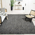 SAFAVIEH Natural Fiber Collection Area Rug - 6' Square, Charcoal & Natural, Handmade Woven Fringe Jute, Ideal for High Traffic Areas in Living Room, Bedroom (NF826H)