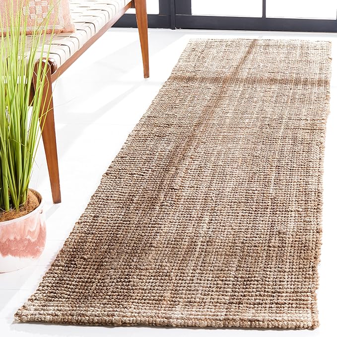 SAFAVIEH Natural Fiber Collection Runner Rug - 2'3" x 7', Grey, Handmade Farmhouse Country Boho Rustic Jute, Ideal for High Traffic Areas in Living Room, Bedroom (NF808F)