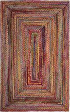 SAFAVIEH Area Rug 3x5 - Cape Cod Collection - Red & Multi, Handmade Jute & Cotton, Woven Braided Design (CAP202A)