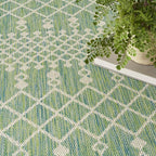 Nourison Home Positano Blue Green 5' x 7' Area Rug - Easy Clean, Non Shedding, Bed Room, Living Room, Dining Room, Kitchen (5' x 7')