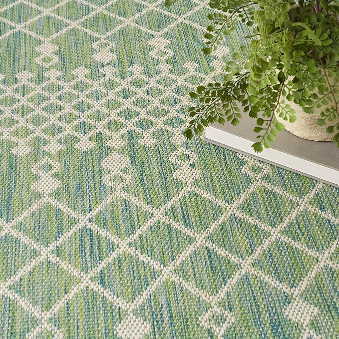 Nourison Home Positano Blue Green 5' x 7' Area Rug - Easy Clean, Non Shedding, Bed Room, Living Room, Dining Room, Kitchen (5' x 7')