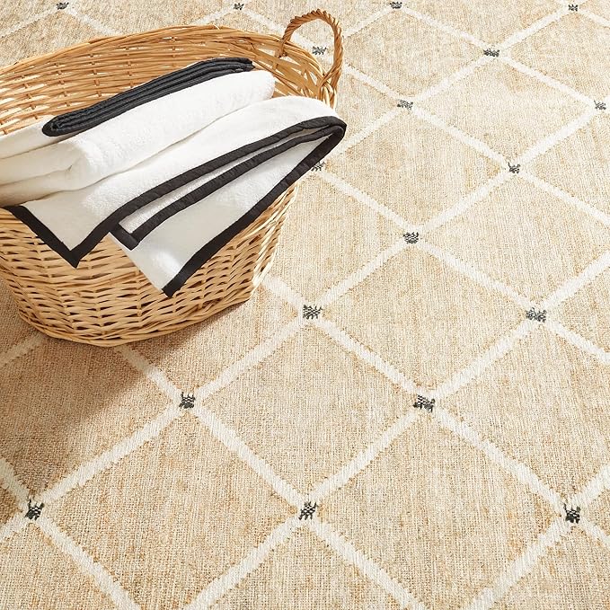 Dash and Albert Kali, Natural, 5' x 8', Diamond, Soft and Cozy, High Traffic, Lightweight, Anti-Slip, Durable, Machine Washable Area Rug for Bedroom, Living Room, Dining, Den, Foyer, Entryway