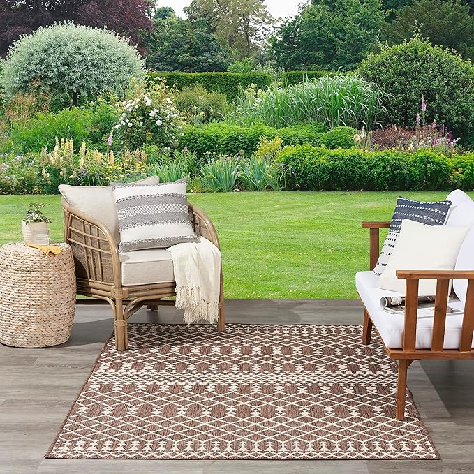 Nourison Home Positano Natural 7' x 10' Area Rug - Easy Clean, Non Shedding, Bed Room, Living Room, Dining Room, Kitchen (7' x 10')