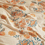 Boho Throw Blanket for Bed 60”x80”, 100% Cotton Woven Blanket for Couch Sofa, Ultra Soft 4-Layer Muslin Quilt with Floral Printed, Farmhouse Bed Blanket/Cover for Living Room Decor