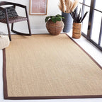 SAFAVIEH Area Rug 5x8 - Natural Fiber Collection - Maize & Brown, Sisal, Woven Design with Border (NF141C)