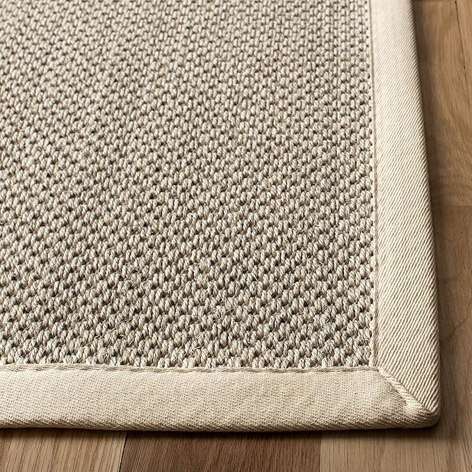 SAFAVIEH Natural Fiber Collection Runner Rug - 2'6" x 8', Marble & Beige, Sisal, Woven Design with Border (NF143C)