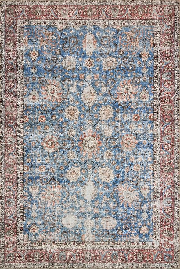 Loloi Loren Collection LQ-01 Blue/Brick 3'-6" x 5'-6" Accent Rug