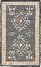 SAFAVIEH Kilim Collection Accent Rug - 2' x 3', Black & Ivory, Handmade Flat Weave Jute, Ideal for High Traffic Areas in Entryway, Living Room, Bedroom (KLM762Z)