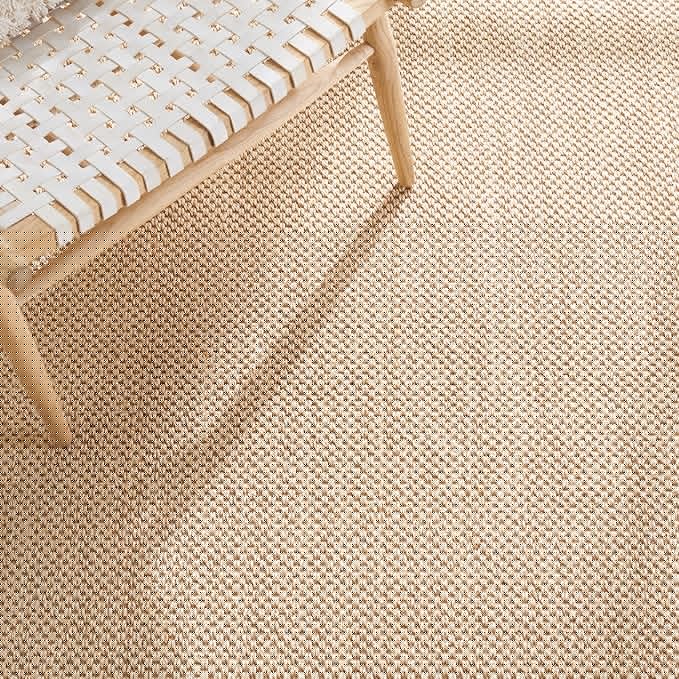 SAFAVIEH Area Rug 4' Square - Natural Fiber Collection - Maize & Burgundy, Sisal, Woven Design with Border (NF141D)
