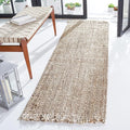 SAFAVIEH Natural Fiber Collection Runner Rug - 2'3" x 8', Grey & Beige, Handmade Woven Fringe Jute, Ideal for High Traffic Areas in Living Room, Bedroom (NF825F)