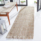 SAFAVIEH Natural Fiber Collection Runner Rug - 2'3" x 8', Grey & Beige, Handmade Woven Fringe Jute, Ideal for High Traffic Areas in Living Room, Bedroom (NF825F)