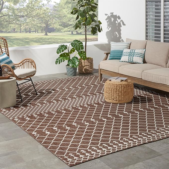 Nourison Home Positano Natural 8' x 10' Area Rug - Easy Clean, Non Shedding, Bed Room, Living Room, Dining Room, Kitchen (8' x 10')