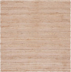 SAFAVIEH Natural Fiber Collection Area Rug - 6'6" Square, Ivory & Natural, Handmade Boho Farmhouse Rustic Jute & Cotton Jute, Ideal for High Traffic Areas in Living Room, Bedroom (NFB654A)