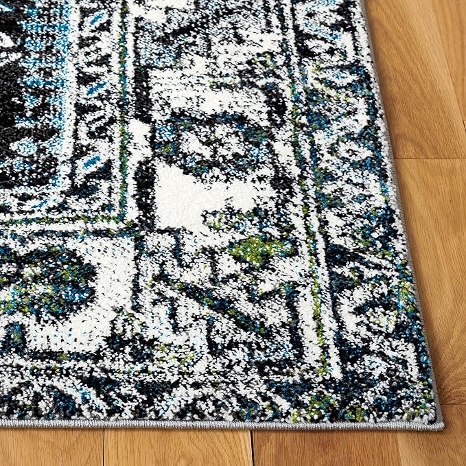 SAFAVIEH Area Rug 4x6 - Vintage Hamadan Collection - Dark Grey & Ivory, Traditional Persian Design, Non-Shedding & Easy to Clean, Ideal for Living Room, Bedroom, Dining Space (VTH211H)