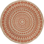 SAFAVIEH Natural Fiber Round Collection 6' Round Orange NF802B Handmade Boho Mandala Braided Jute Area Rug