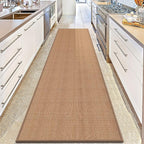 12ft Natural Jute Hallway Runner Rug Non Slip Washable, Rubber Backed Long Indoor Entryway Runner, Absorbent Kitchen Carpet Sink Rug, Camel