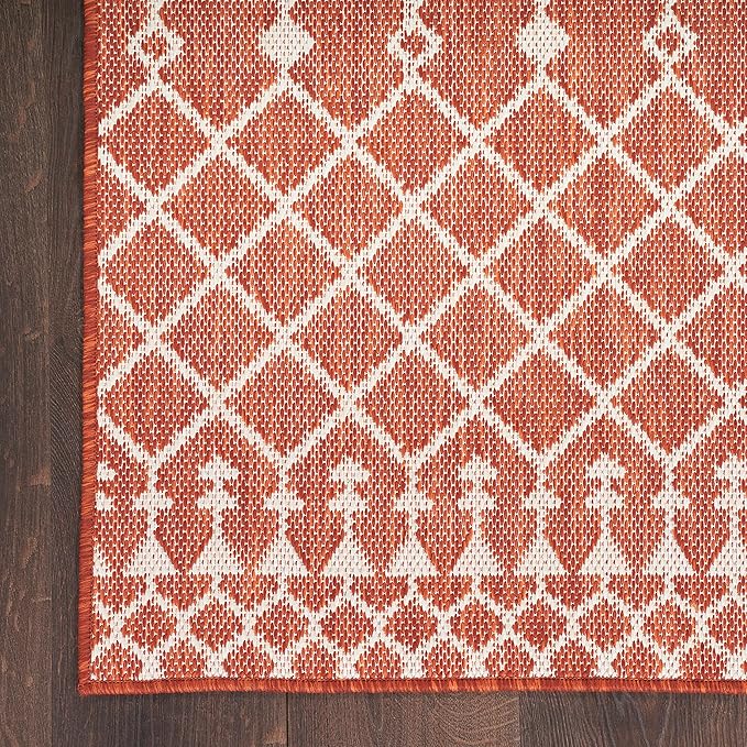 Nourison Home Positano Terracotta 2' x 6' Area Rug - Easy Clean, Non Shedding, Bed Room, Living Room, Dining Room, Kitchen (6' Runner)