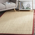 SAFAVIEH Area Rug 3x5 - Natural Fiber Collection - Maize & Burgundy, Sisal, Woven Design with Border (NF141D)