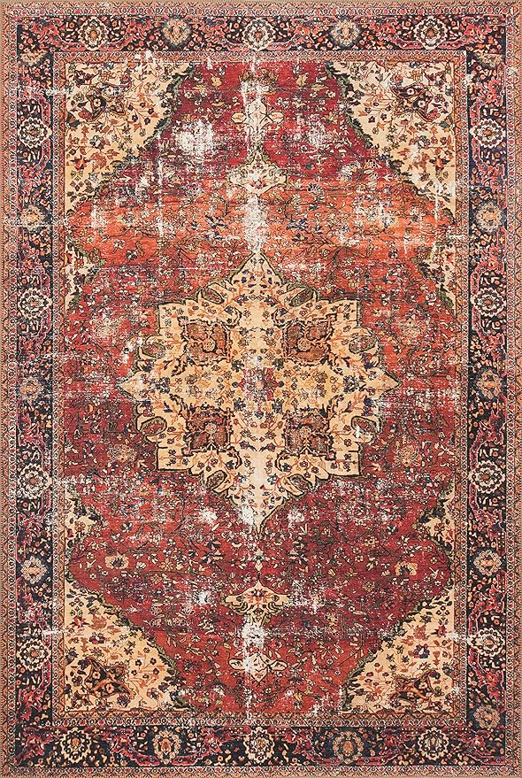 Loloi Loren Collection LQ-07 Red/Navy 3'-6" x 5'-6" Accent Rug