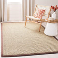 SAFAVIEH Area Rug 9x12 - Natural Fiber Collection - Large - Natural & Dark Brown, Seagrass, Basketweave Pattern with Border (NF114K)