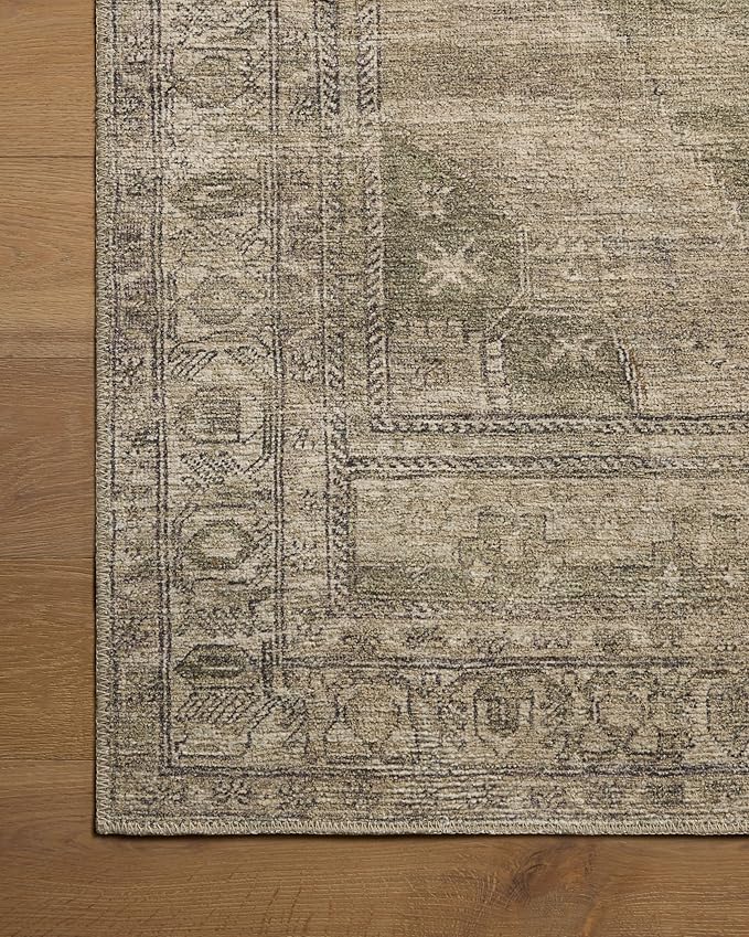 Loloi Amber Lewis Cambria Collection CBR-03 Sand/Olive 6'-0" x 9'-0" Area Rug Jute, Neutral, Vintage Style, Antique Tone, Living, Bedroom, Dining, Carpet