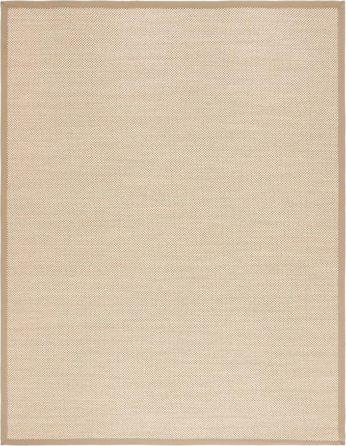 SAFAVIEH Area Rug 8x10 - Natural Fiber Collection - Large - Maize & Linen Color, Sisal, Woven Design with Border (NF141B)