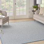 Nourison Home Courtyard Ivory Blue 8' x Square Area Rug - Easy Clean, Non Shedding, Bed Room, Living Room, Dining Room, Kitchen (8' x Square)