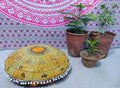 INDIAN CRAFT CASTLE 24" Yellow Zodiac Mandala Barmeri Large Floor Pillow Cover Cushion Meditation Seating Ottoman Throw Cover Hippie Decorative Zipped Bohemian Pouf Ottoman Pom Pom Cases 24" Round