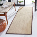 SAFAVIEH Natural Fiber Collection Runner Rug - 2'6" x 10', Maize & Brown, Sisal, Woven Design with Border (NF141C)