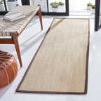 SAFAVIEH Natural Fiber Collection Runner Rug - 2'6" x 8', Maize & Brown, Sisal, Woven Design with Border (NF141C)