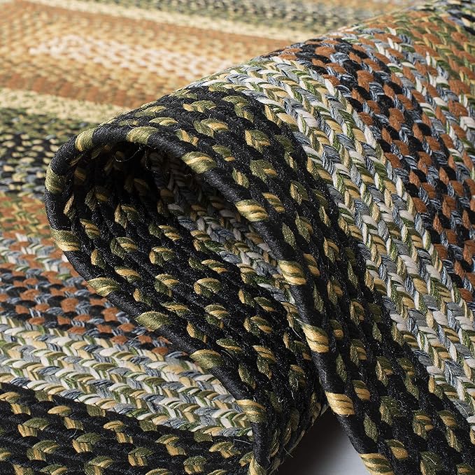 SAFAVIEH Washable Rug Outdoor Braided Collection - 7' x 10' Oval, Multi, Handmade & Reversible, Non-Shedding & Easy to Clean, Ideal for Patio, Backyard, Mudroom (BRD308A)